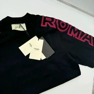 BNWT Authentic FENDI T-shirt ROMA Color blk+bordeaux (Can be Unisex)